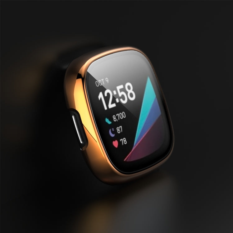 For Fitbit Versa 3 / Fitbit Sense Electroplated PC +Tempered Glass Watch Case