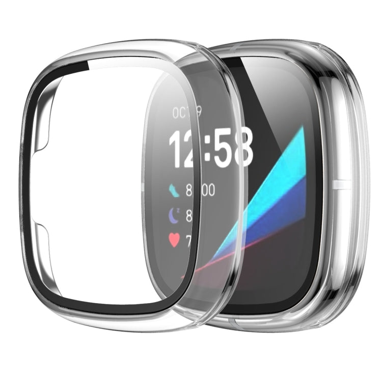 For Fitbit Versa 3 / Fitbit Sense Electroplated PC +Tempered Glass Watch Case