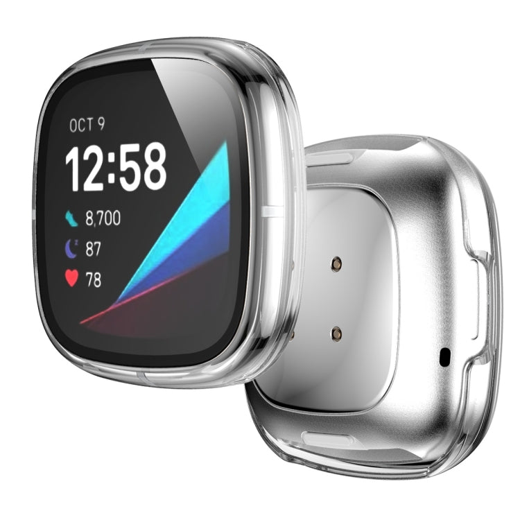 For Fitbit Versa 3 / Fitbit Sense Electroplated PC +Tempered Glass Watch Case