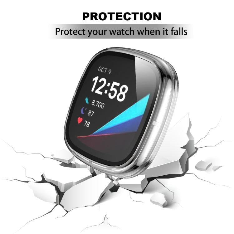 For Fitbit Versa 3 / Fitbit Sense Electroplated PC +Tempered Glass Watch Case