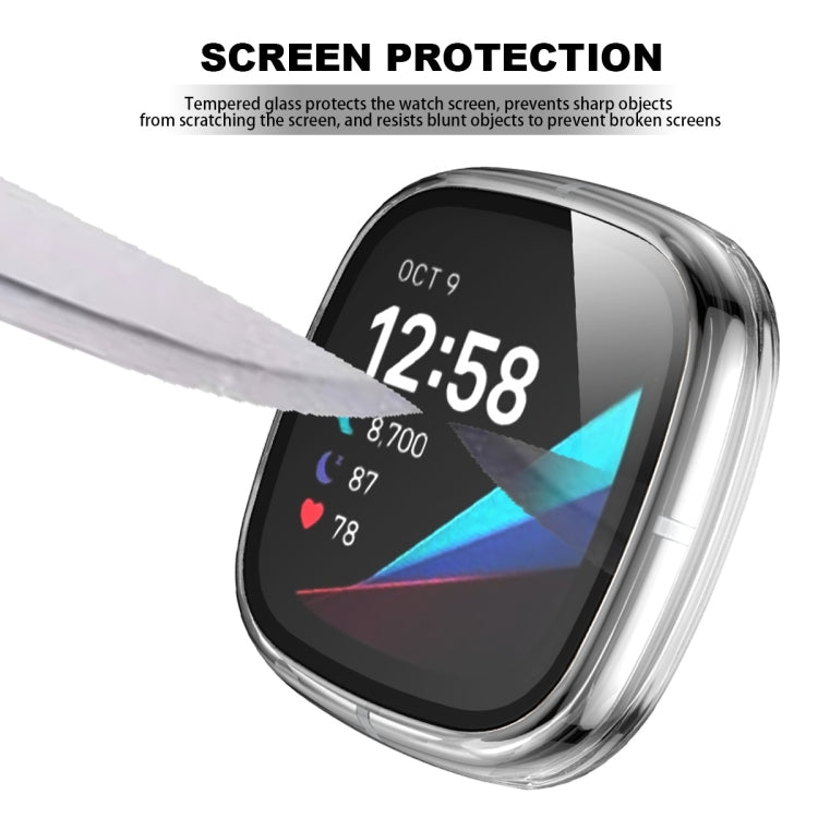 For Fitbit Versa 3 / Fitbit Sense Electroplated PC +Tempered Glass Watch Case