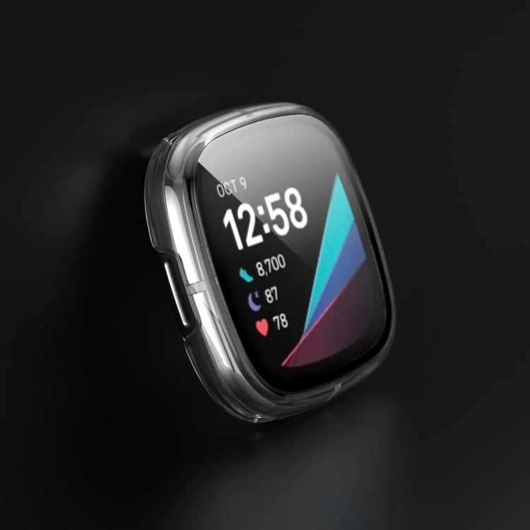 For Fitbit Versa 3 / Fitbit Sense Electroplated PC +Tempered Glass Watch Case