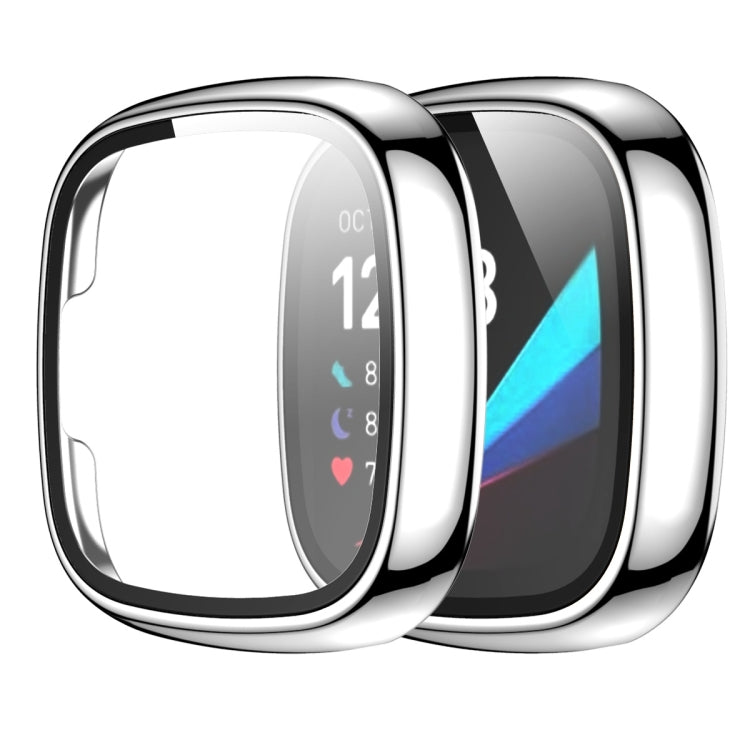 For Fitbit Versa 3 / Fitbit Sense Electroplated PC +Tempered Glass Watch Case