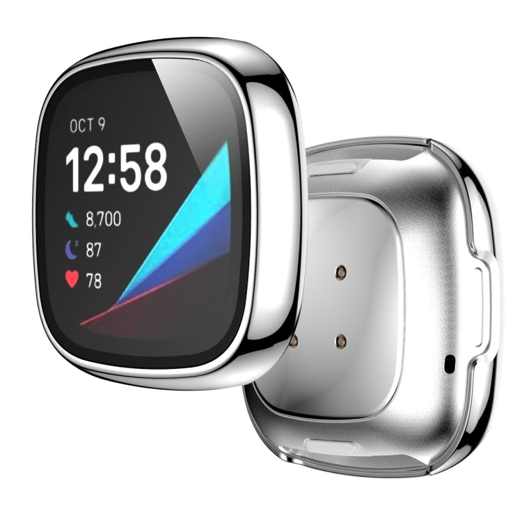 For Fitbit Versa 3 / Fitbit Sense Electroplated PC +Tempered Glass Watch Case
