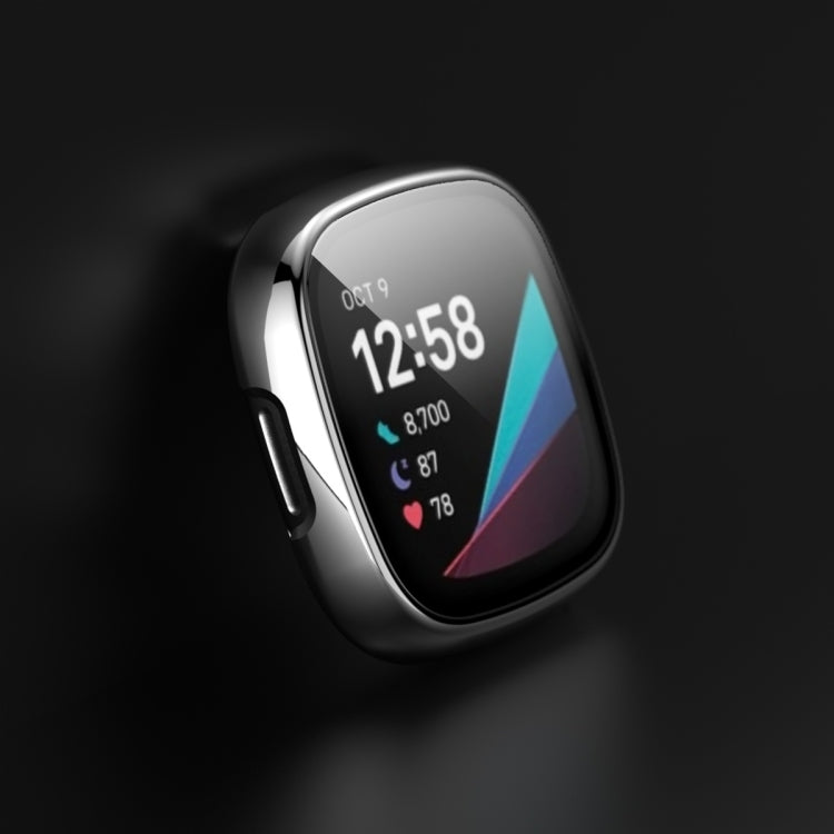 For Fitbit Versa 3 / Fitbit Sense Electroplated PC +Tempered Glass Watch Case