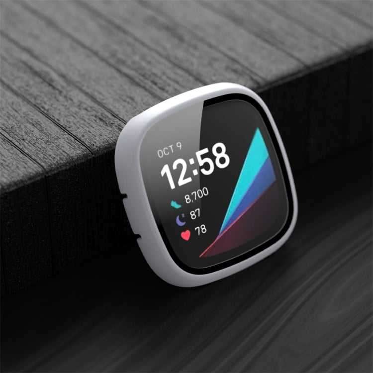 For Fitbit Versa 3 / Fitbit Sense Frosted PC +Tempered Glass Watch Case
