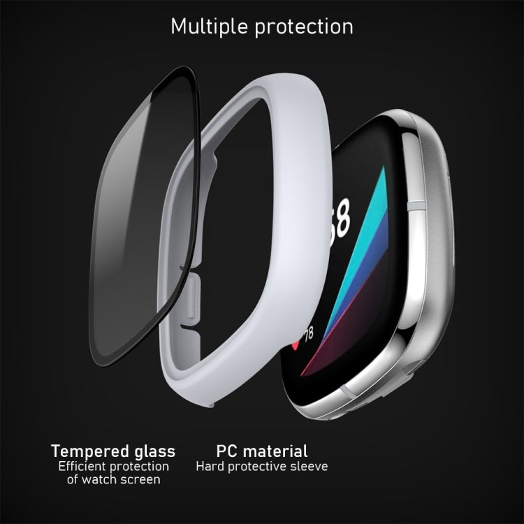 For Fitbit Versa 3 / Fitbit Sense Frosted PC +Tempered Glass Watch Case
