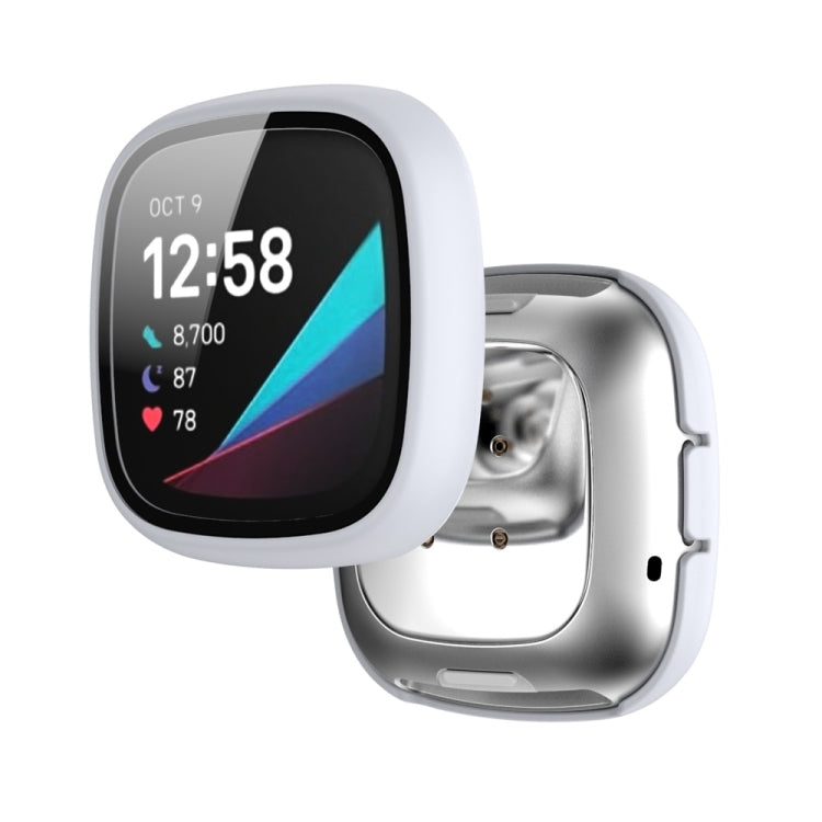 For Fitbit Versa 3 / Fitbit Sense Frosted PC +Tempered Glass Watch Case