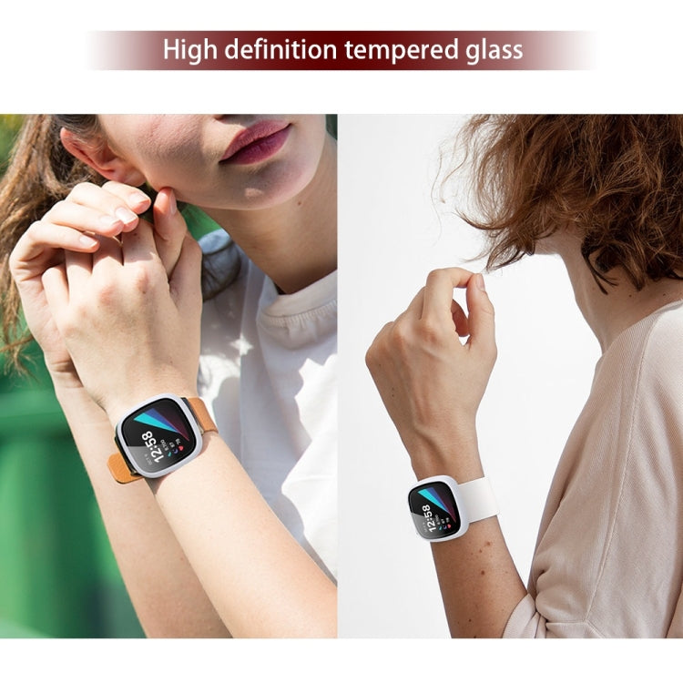 For Fitbit Versa 3 / Fitbit Sense Frosted PC +Tempered Glass Watch Case