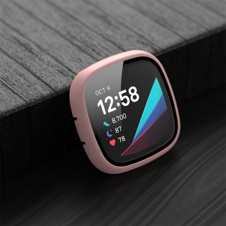For Fitbit Versa 3 / Fitbit Sense Frosted PC +Tempered Glass Watch Case