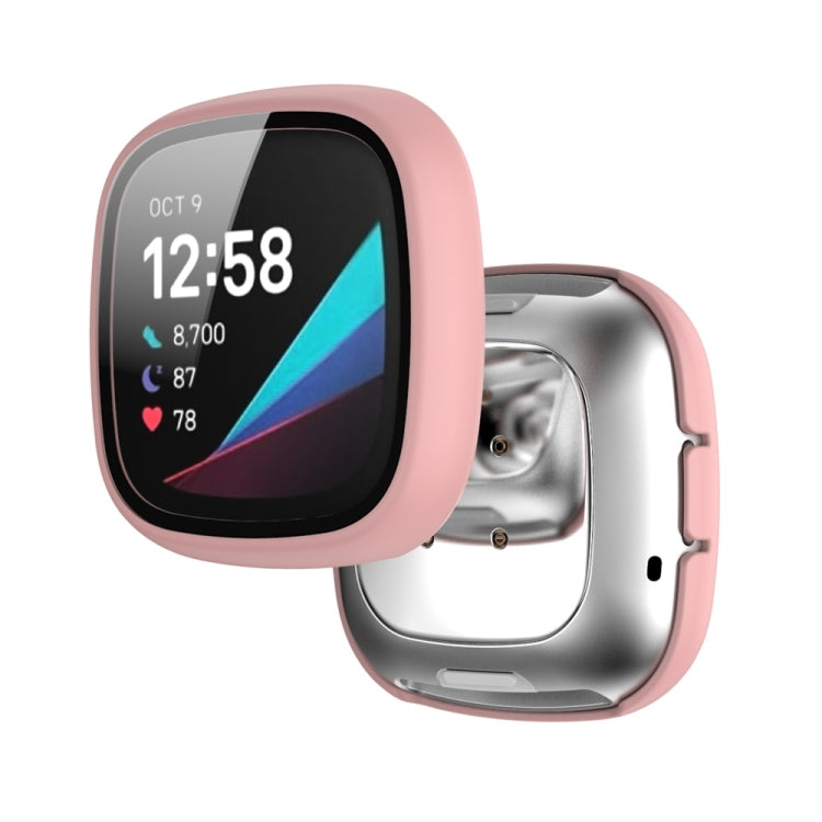 For Fitbit Versa 3 / Fitbit Sense Frosted PC +Tempered Glass Watch Case