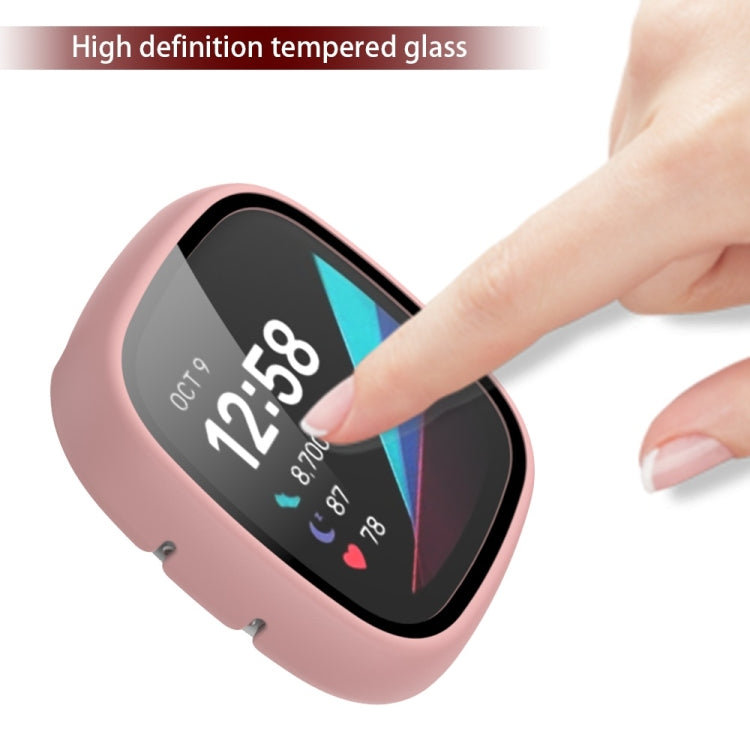 For Fitbit Versa 3 / Fitbit Sense Frosted PC +Tempered Glass Watch Case