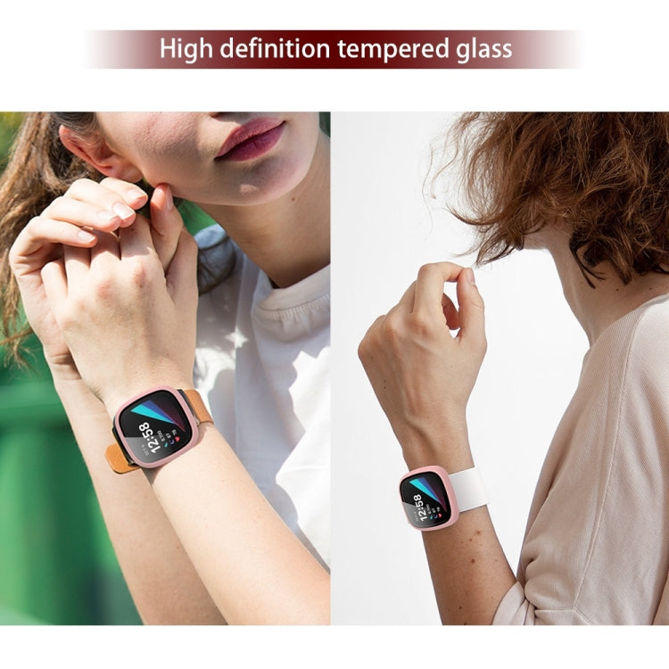 For Fitbit Versa 3 / Fitbit Sense Frosted PC +Tempered Glass Watch Case