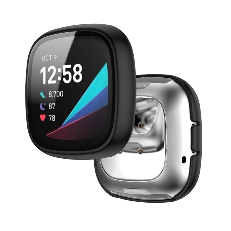 For Fitbit Versa 3 / Fitbit Sense Frosted PC +Tempered Glass Watch Case