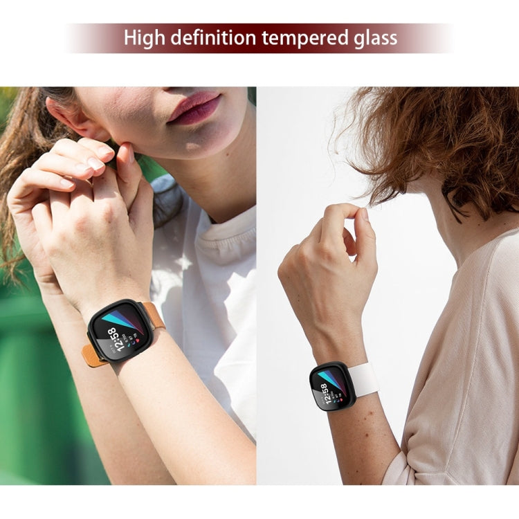 For Fitbit Versa 3 / Fitbit Sense Frosted PC +Tempered Glass Watch Case