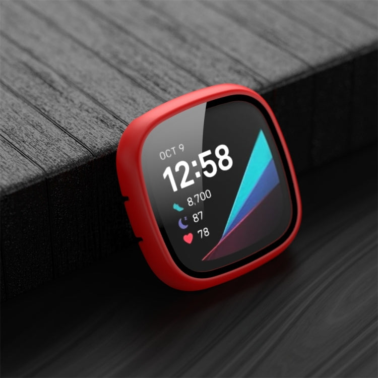 For Fitbit Versa 3 / Fitbit Sense Frosted PC +Tempered Glass Watch Case