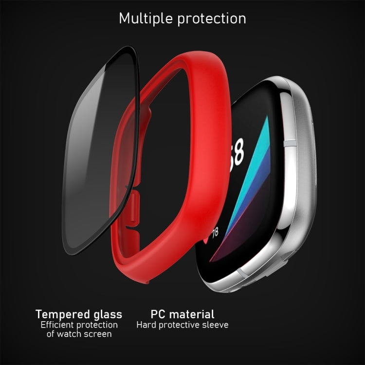 For Fitbit Versa 3 / Fitbit Sense Frosted PC +Tempered Glass Watch Case