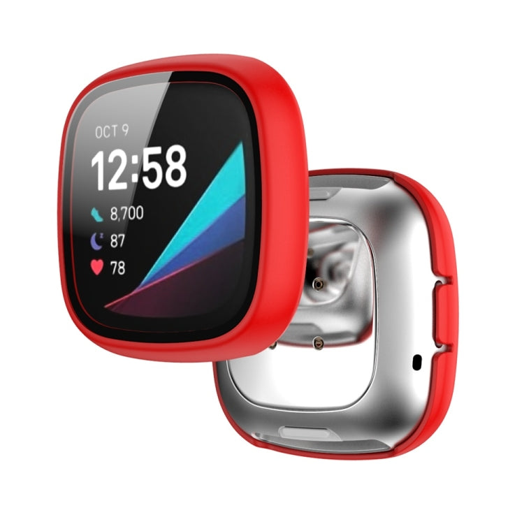 For Fitbit Versa 3 / Fitbit Sense Frosted PC +Tempered Glass Watch Case