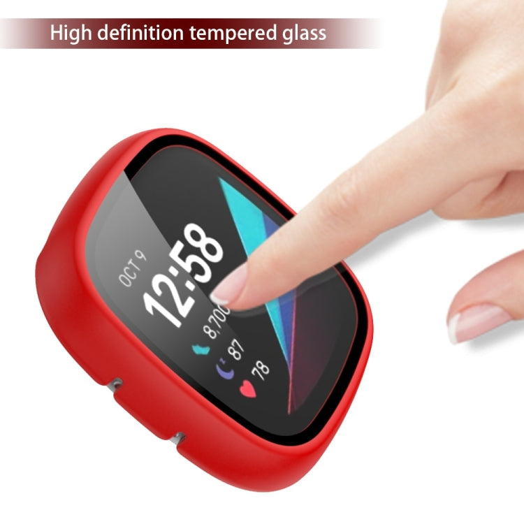 For Fitbit Versa 3 / Fitbit Sense Frosted PC +Tempered Glass Watch Case