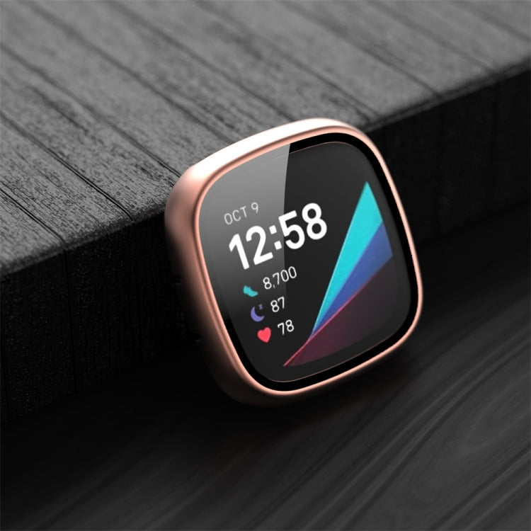 For Fitbit Versa 3 / Fitbit Sense Frosted PC +Tempered Glass Watch Case