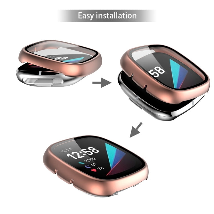 For Fitbit Versa 3 / Fitbit Sense Frosted PC +Tempered Glass Watch Case
