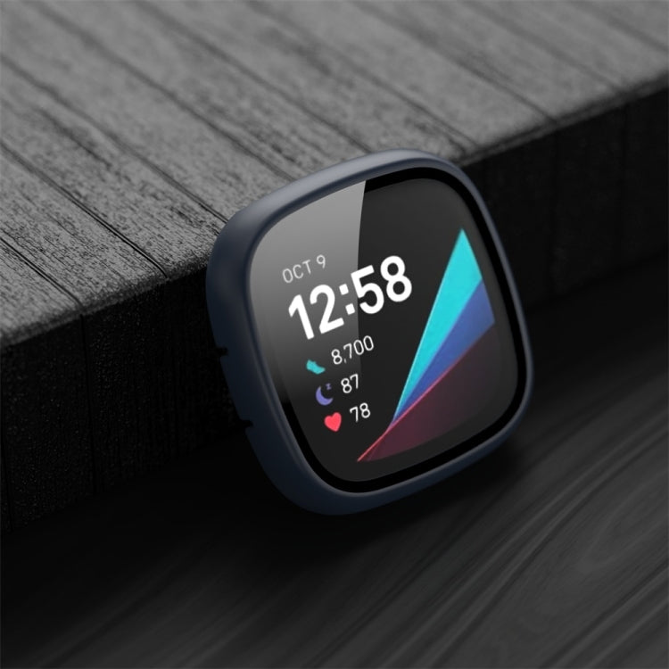 For Fitbit Versa 3 / Fitbit Sense Frosted PC +Tempered Glass Watch Case