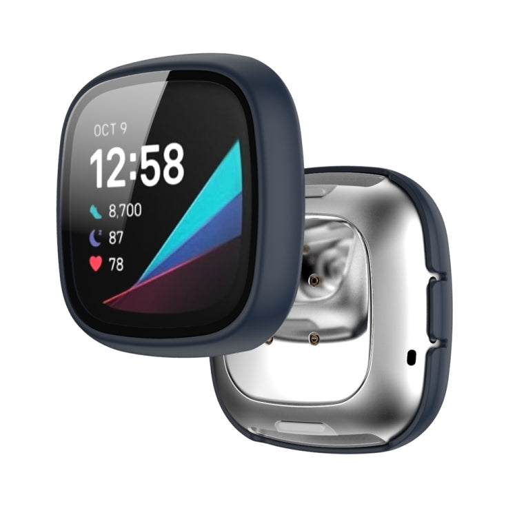 For Fitbit Versa 3 / Fitbit Sense Frosted PC +Tempered Glass Watch Case