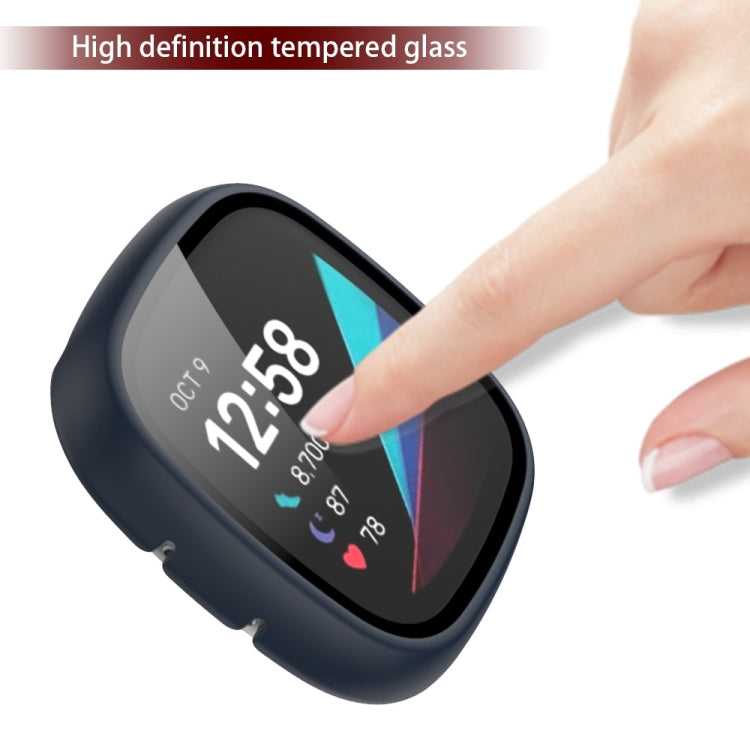 For Fitbit Versa 3 / Fitbit Sense Frosted PC +Tempered Glass Watch Case