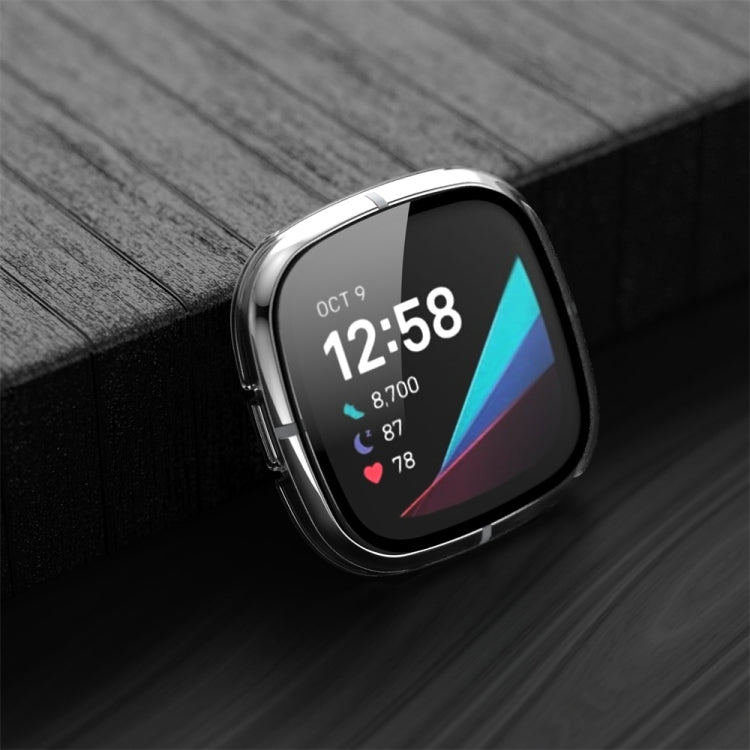 For Fitbit Versa 3 / Fitbit Sense Frosted PC +Tempered Glass Watch Case