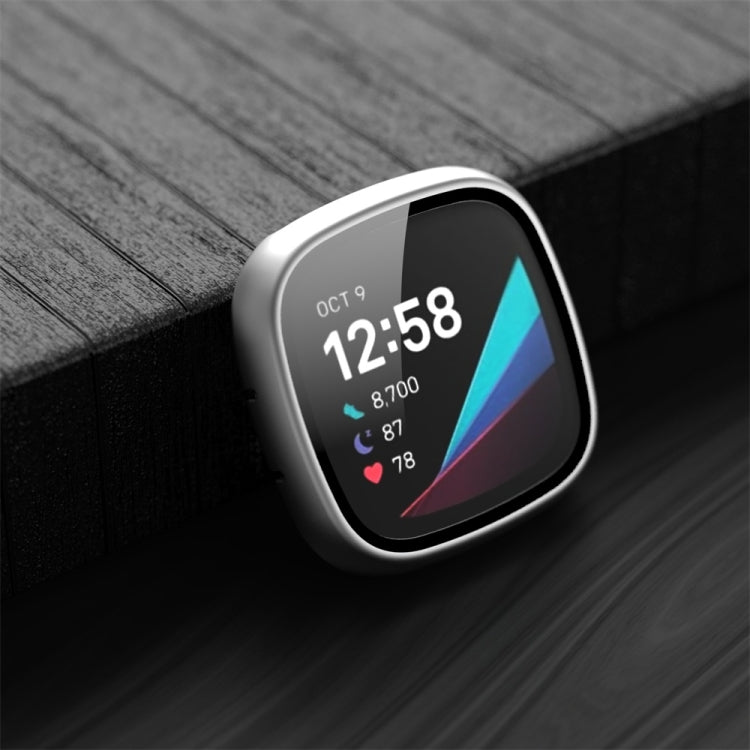 For Fitbit Versa 3 / Fitbit Sense Frosted PC +Tempered Glass Watch Case