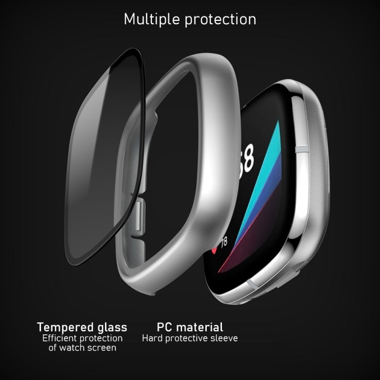 For Fitbit Versa 3 / Fitbit Sense Frosted PC +Tempered Glass Watch Case