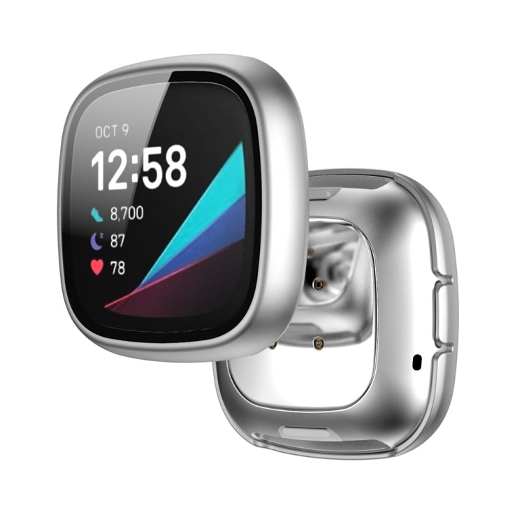 For Fitbit Versa 3 / Fitbit Sense Frosted PC +Tempered Glass Watch Case