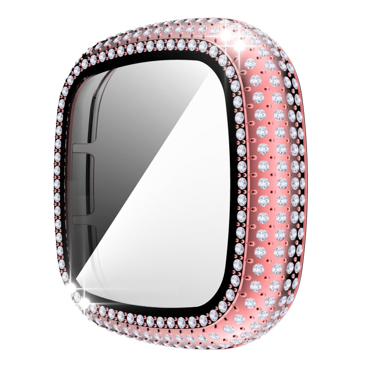 For Fitbit Versa 3 / Fitbit Sense Diamond PC + Tempered Glass Watch Case
