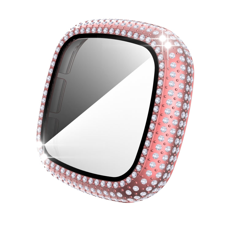 For Fitbit Versa 3 / Fitbit Sense Diamond PC + Tempered Glass Watch Case