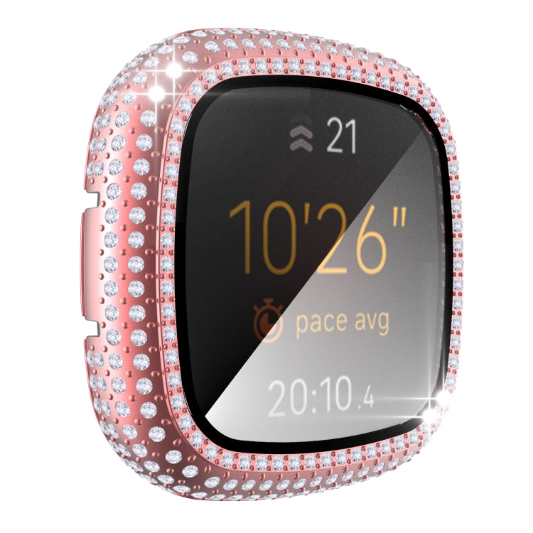 For Fitbit Versa 3 / Fitbit Sense Diamond PC + Tempered Glass Watch Case