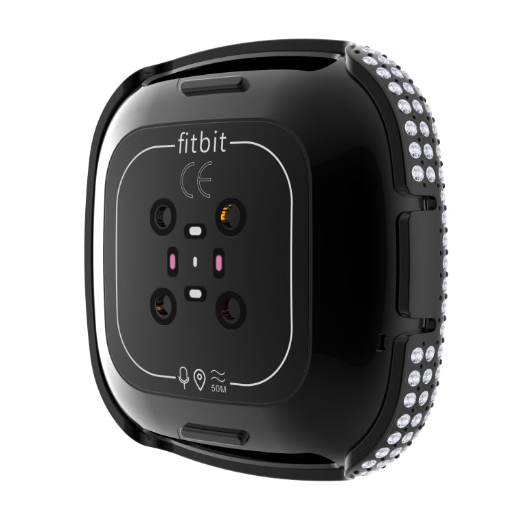 For Fitbit Versa 3 / Fitbit Sense Diamond PC + Tempered Glass Watch Case