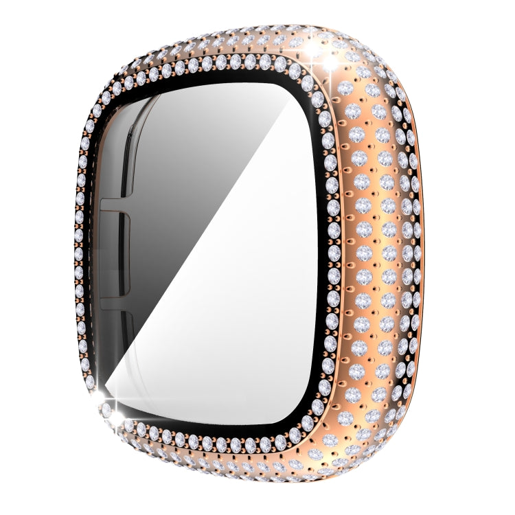 For Fitbit Versa 3 / Fitbit Sense Diamond PC + Tempered Glass Watch Case