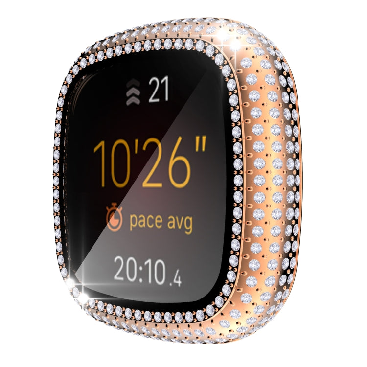 For Fitbit Versa 3 / Fitbit Sense Diamond PC + Tempered Glass Watch Case