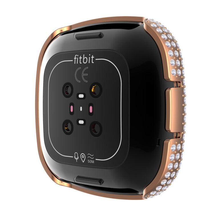 For Fitbit Versa 3 / Fitbit Sense Diamond PC + Tempered Glass Watch Case