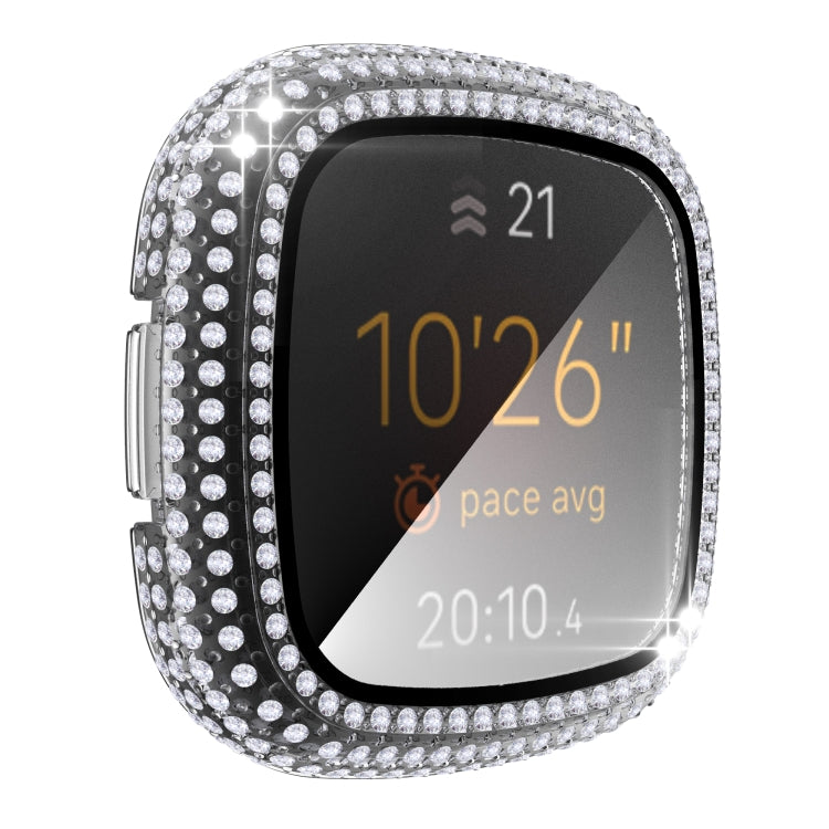 For Fitbit Versa 3 / Fitbit Sense Diamond PC + Tempered Glass Watch Case