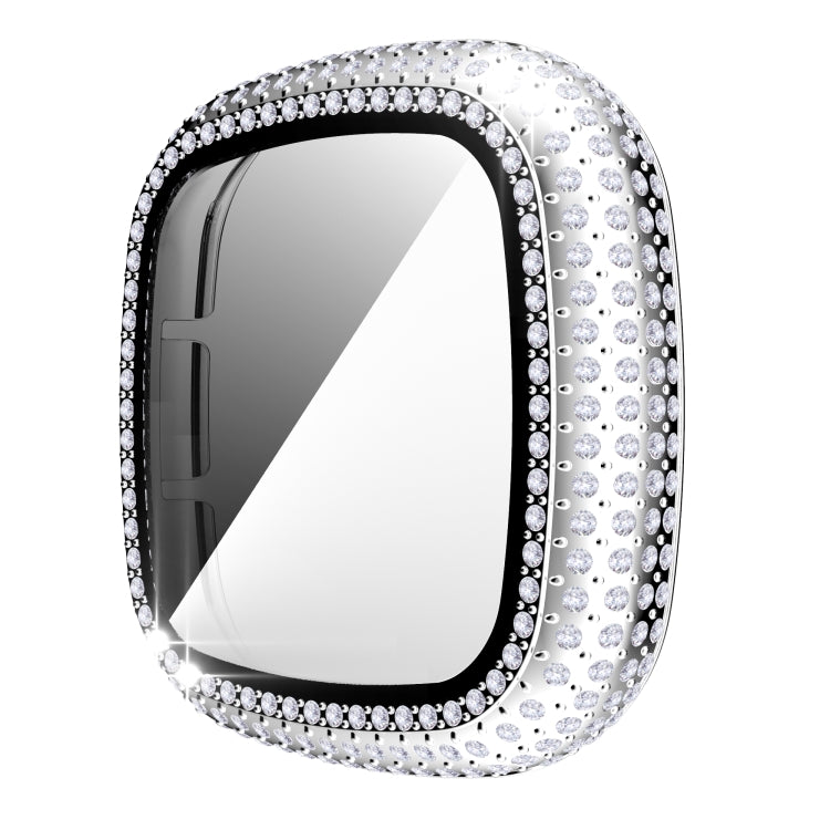 For Fitbit Versa 3 / Fitbit Sense Diamond PC + Tempered Glass Watch Case