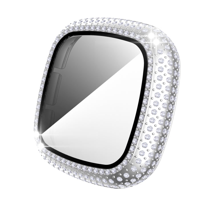 For Fitbit Versa 3 / Fitbit Sense Diamond PC + Tempered Glass Watch Case