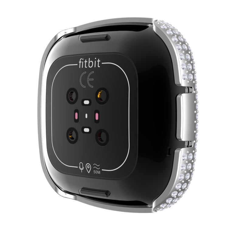 For Fitbit Versa 3 / Fitbit Sense Diamond PC + Tempered Glass Watch Case