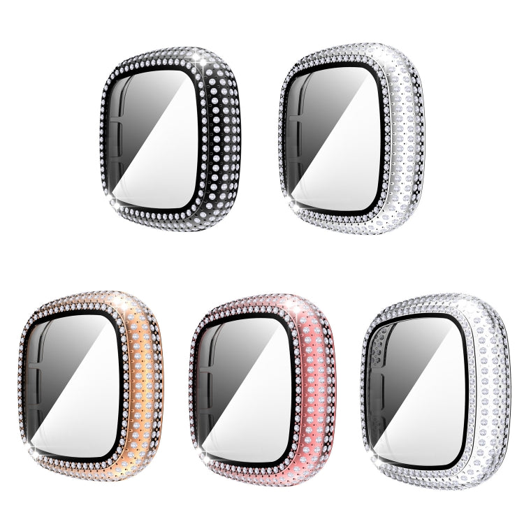 For Fitbit Versa 3 / Fitbit Sense Diamond PC + Tempered Glass Watch Case