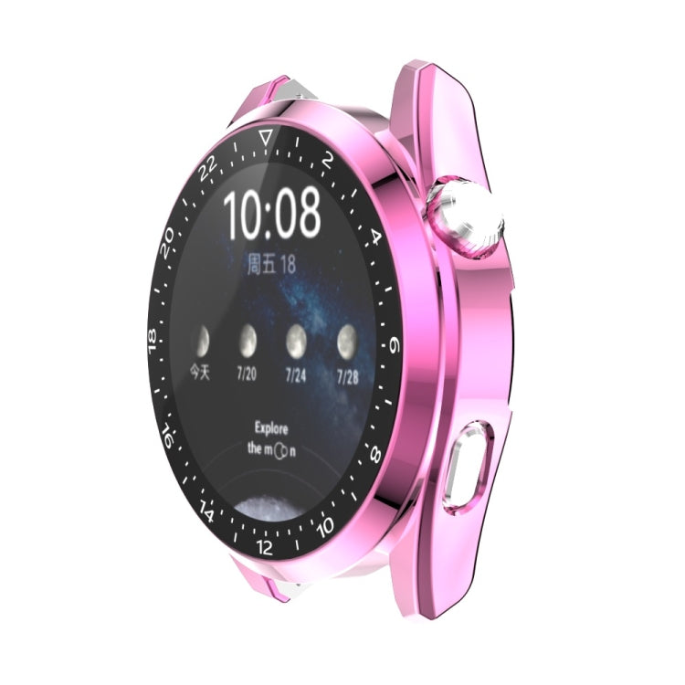 For Huawei Watch 3 Pro Scale Electroplated PC + Tempered Glass Watch Case