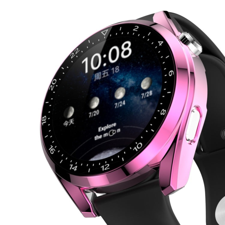 For Huawei Watch 3 Pro Scale Electroplated PC + Tempered Glass Watch Case