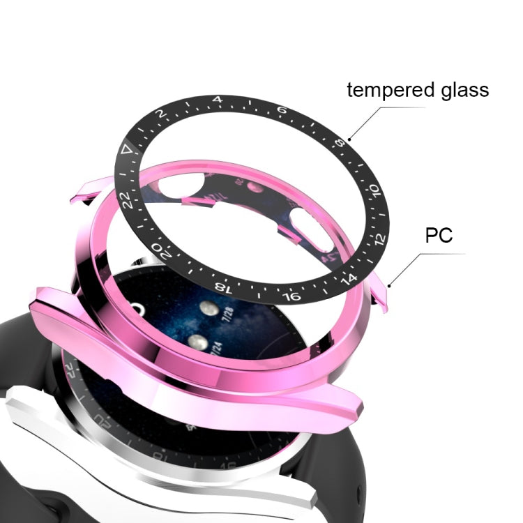 For Huawei Watch 3 Pro Scale Electroplated PC + Tempered Glass Watch Case