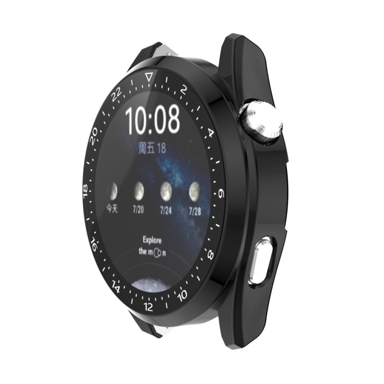 For Huawei Watch 3 Pro Scale Electroplated PC + Tempered Glass Watch Case