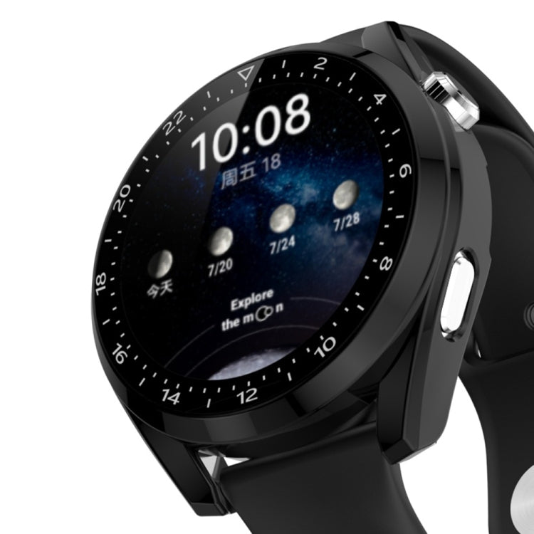 For Huawei Watch 3 Pro Scale Electroplated PC + Tempered Glass Watch Case