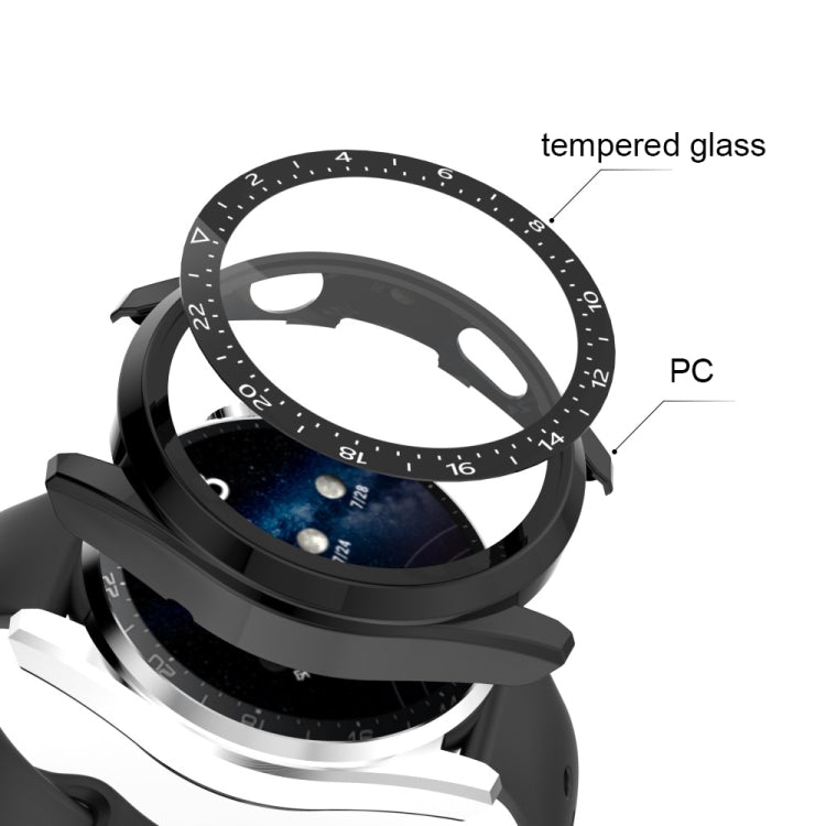 For Huawei Watch 3 Pro Scale Electroplated PC + Tempered Glass Watch Case